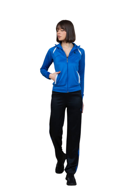 Atic Cep Fermuarlı Yakalı Düz Rahat Paça Dalgıç Kumaş Esnek Kumaş Bayan Eşofman Takımı