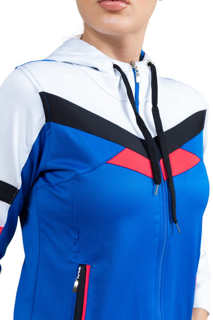 Atic Cep Fermuarlı Yakalı Parçalı Rahat Paça Dalgıç Kumaş Esnek Kumaş Bayan Eşofman Takımı