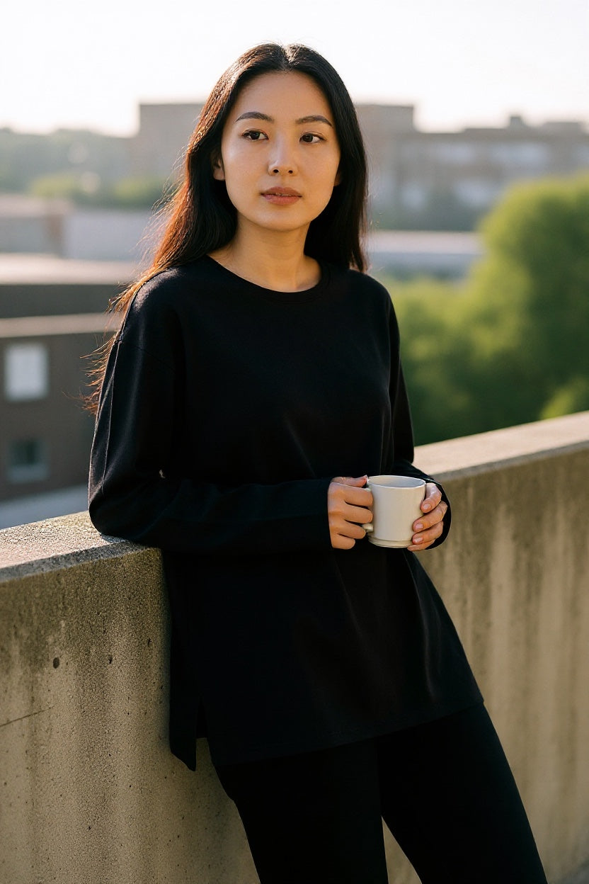 Atic Spor Kadın Siyah Uzun Kollu Supreme Pamuk T-Shirt